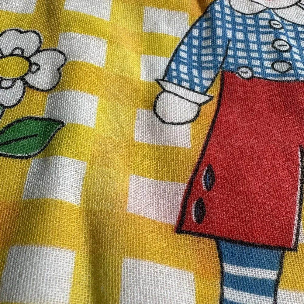 Raggedy Ann Andy Quilt Top Cover Crib Lap Colorful Yellow Gingham 45 X 40